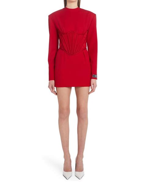 versace red dress side zip wool|Wool gabardine minidress in red .